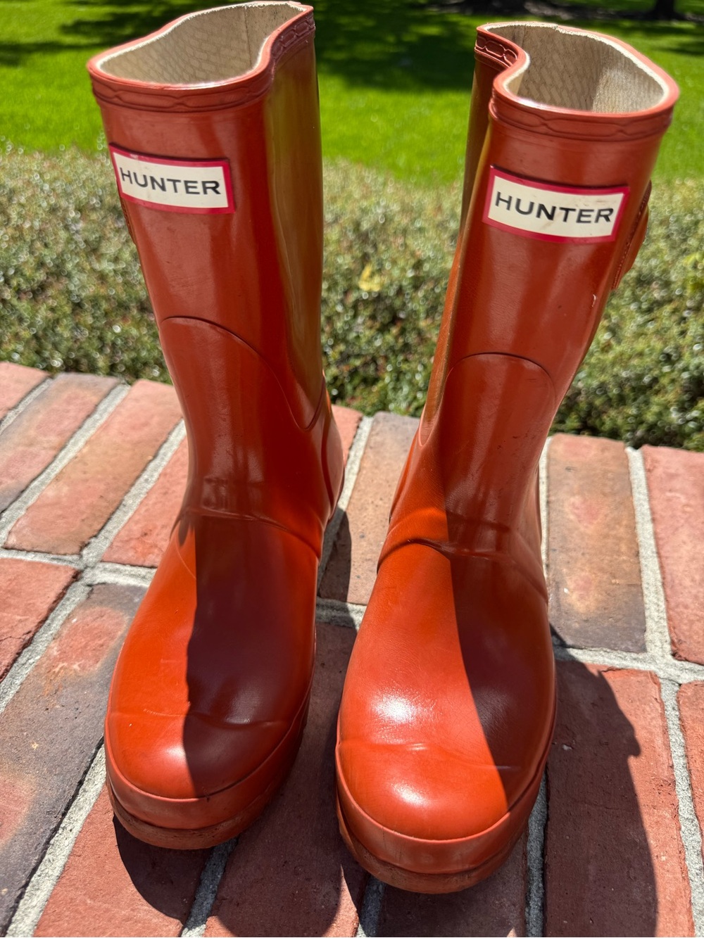 Hunter Original Short Gloss Orange Rain Boots Women’s Size 7